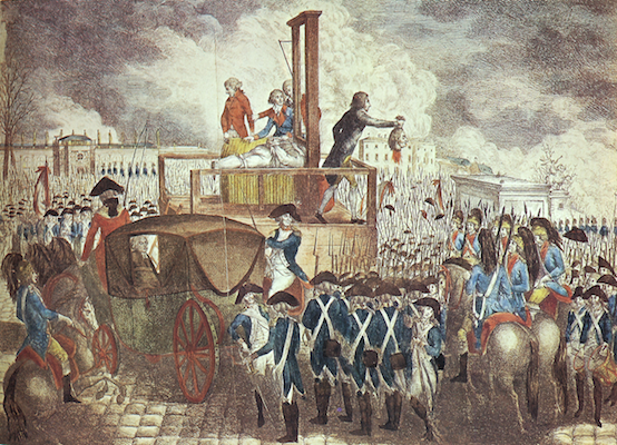 Drawing of the execution of Louis XVI and Marie Antoinette