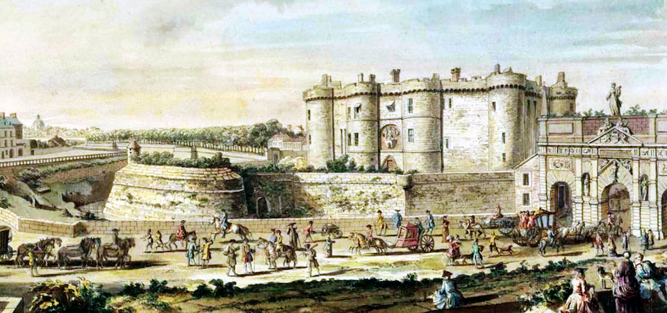 Illustration showing the Bastille Prison as it stood before the French Revolution