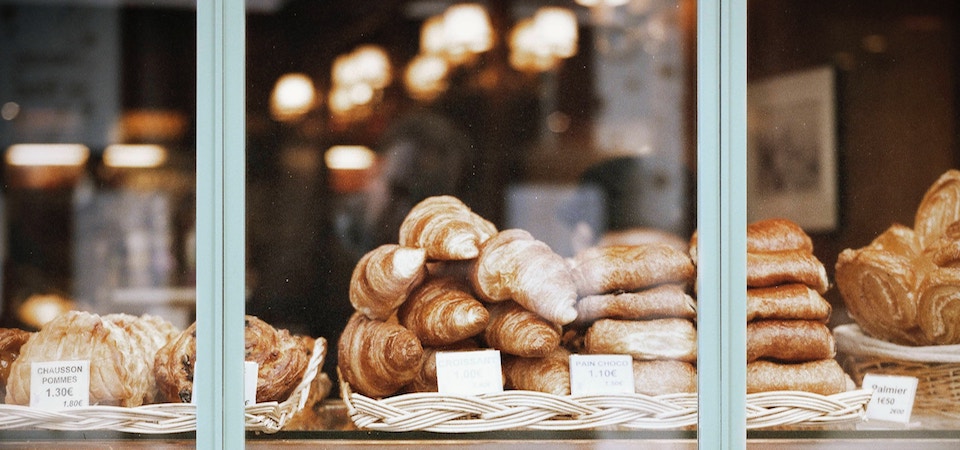 Croissants in a bakery