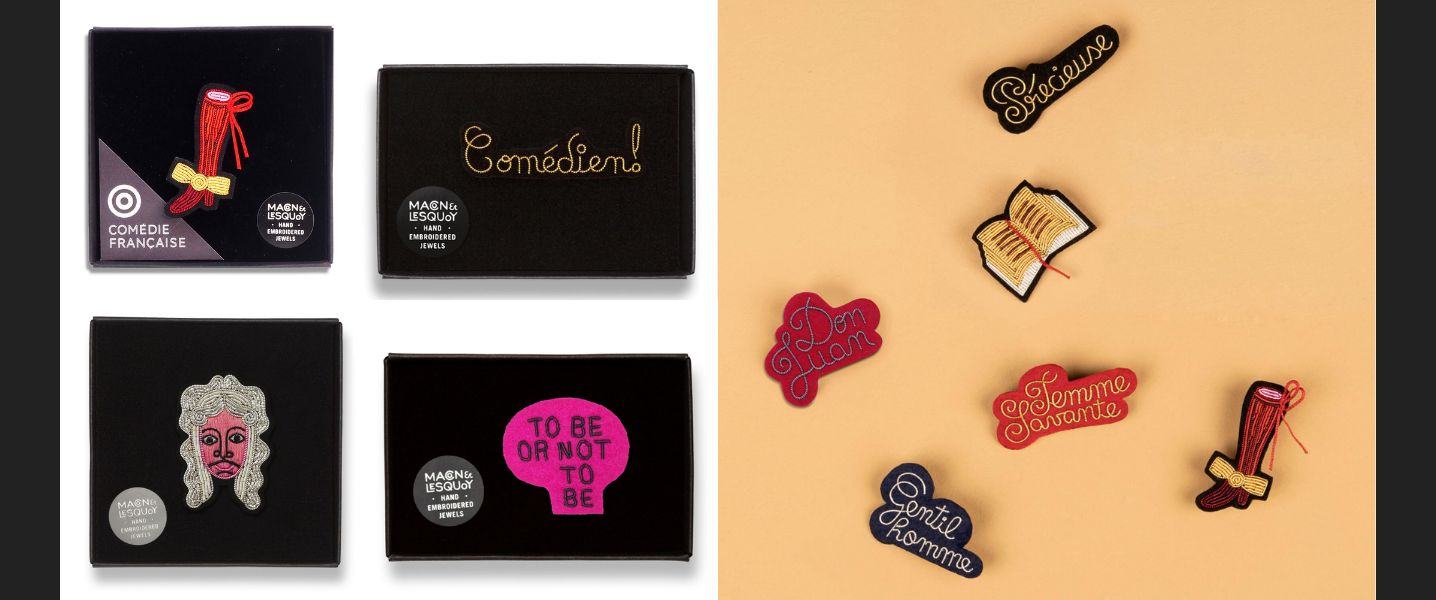 Macon & Lesquoy Embroidered Brooch - Theatre in Paris