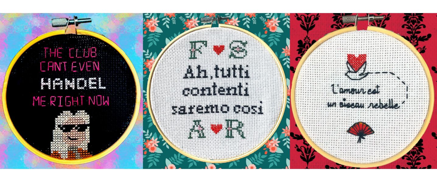 Embroidered hoops, CraftingColoratura, Theatre in Paris