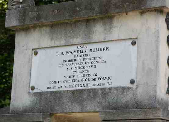 Plaque above Molière's tomb