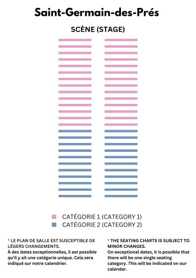Plan de salle - Seating Chart - Saint-Germain-des-Prés Church - Theatre in Paris