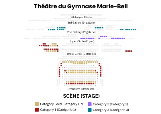 Plan de salle - Seating Chart - Théâtre du Gymnase Marie Bell