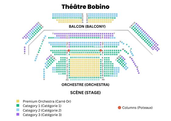 Plan de salle - Seating Chart - Théâtre Bobino - Theatre in Paris